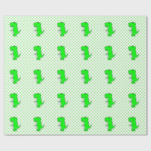 Green Dinosaur Green Polka Dots Wrapping Paper