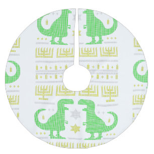 green dinosaur hanukkah ugly sweater brushed polyester tree skirt