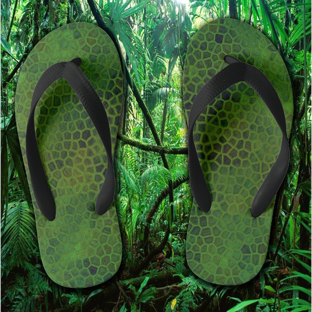 Green Dinosaur Hide Pair of Flip Flops (Green Dinosaur Hide Kids Flip Flops)
