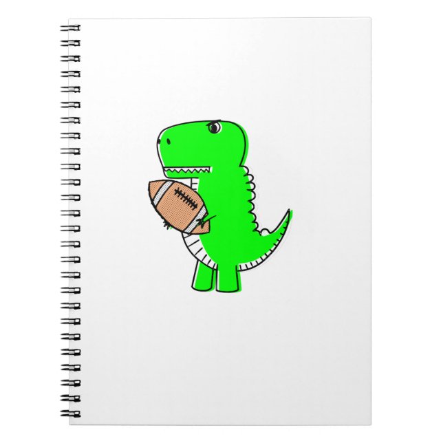 Green Dinosaur Loves Football Notebook (Front)