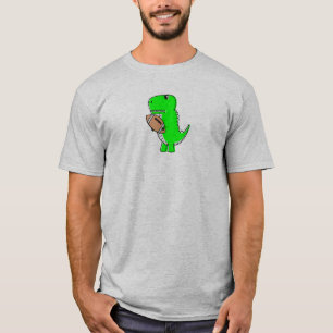 Green Dinosaur Loves Football T-Shirt