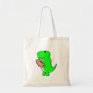 Green Dinosaur Loves Football Tote Bag