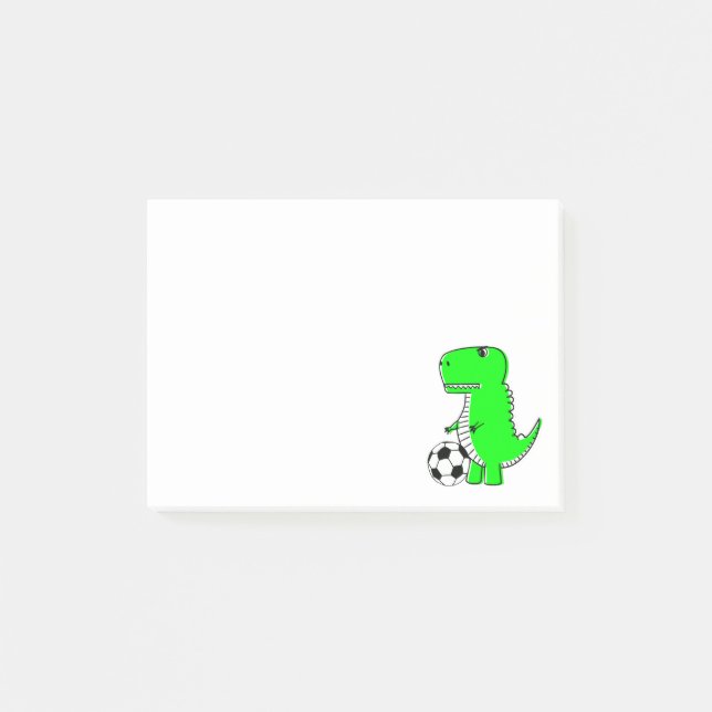 Green Dinosaur Loves Soccer Post-it Notes (Front)