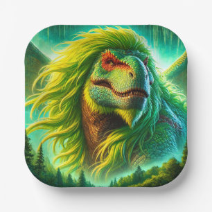 Green Dinosaur Paper Plate