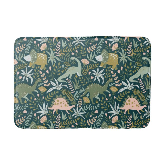 Green Dinosaur Pattern Bath Mat (Front)