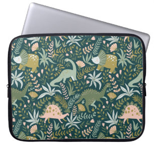 Green Dinosaur Pattern Laptop Sleeve