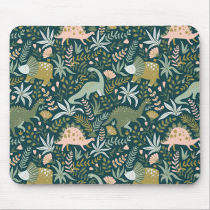 Green Dinosaur Pattern Mouse Pad