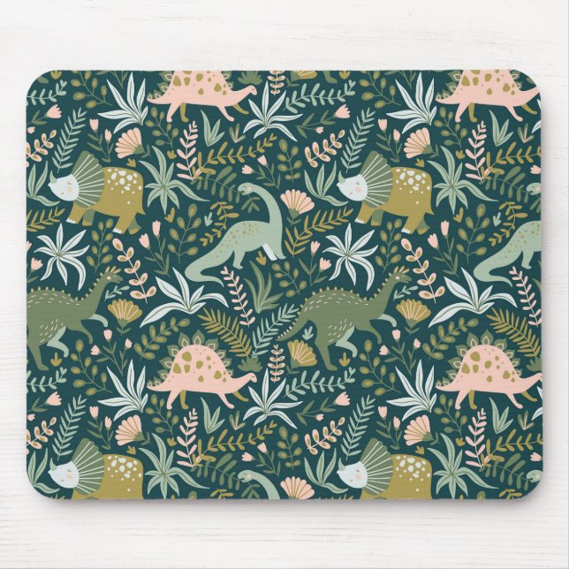 Green Dinosaur Pattern Mouse Pad (Front)