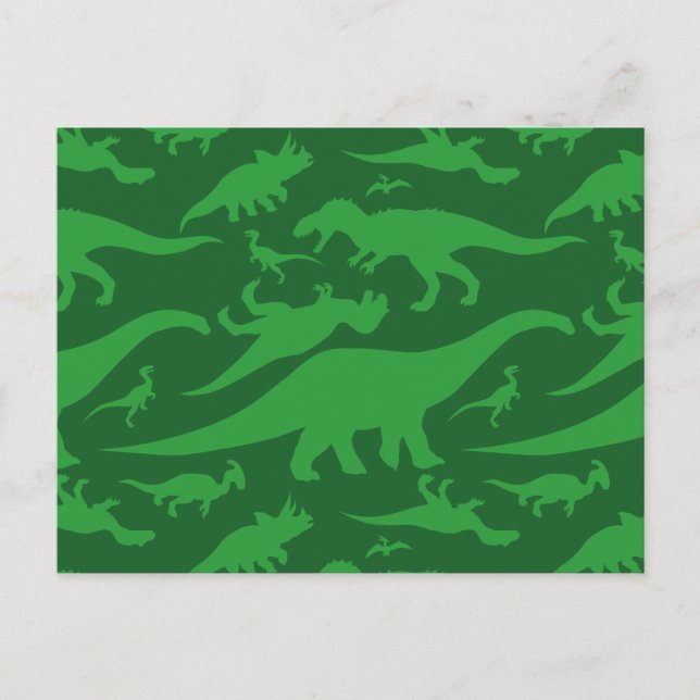 Green Dinosaur Pattern Postcard (Front)