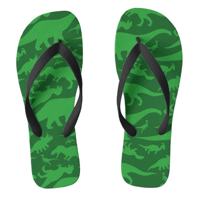 Green Dinosaur Pattern Thongs (Footbed)