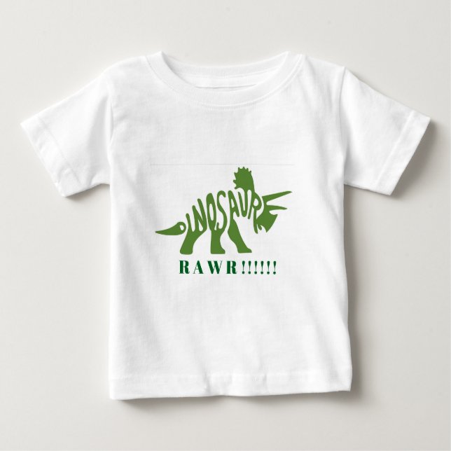  Green Dinosaur RAWR!!! Baby T-Shirt (Front)