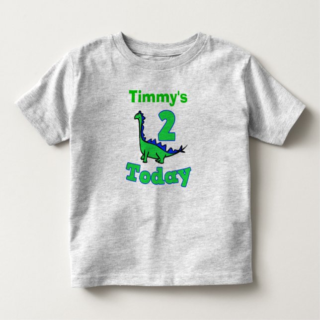 Green Dinosaur Second Birthday Boy Shirt (Front)