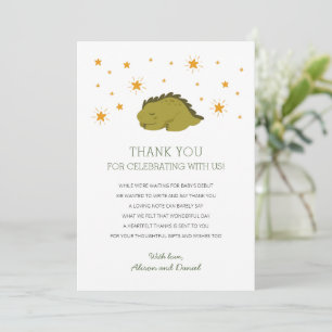 Green Dinosaur Stars Gender Neutral Baby Shower  Thank You Card