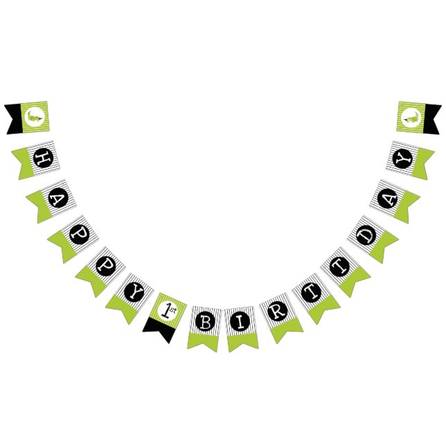 Green Dinosaur Theme stomp and chomp green black Bunting (All)
