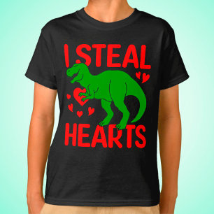 Green Dinosaur Valentine I Steal Hearts T-Shirt