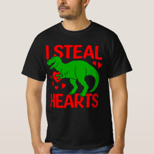 Green Dinosaur Valentine I Steal Hearts T-Shirt