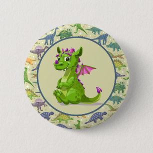 Green Dinosaurs  6 Cm Round Badge