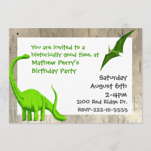 Green Dinosaurs Birthday Invitation