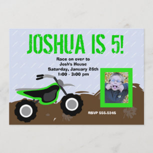 Green Dirt Bike Birthday Invitation