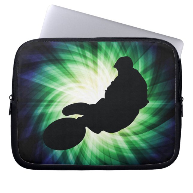 Green Dirt Bike Laptop Sleeve (Front)