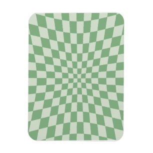 Green Distorted Checkerboard Pattern Magnet