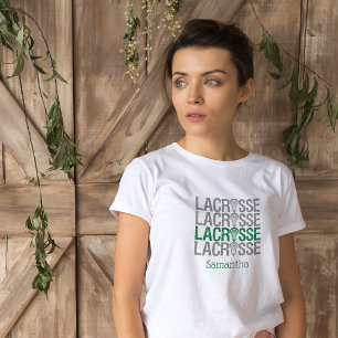 Green Distressed Lacrosse Word T-Shirt