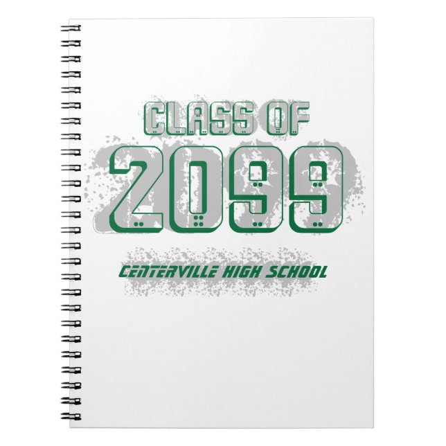 Green Distressed Modern Class of Notebook (Front)