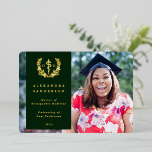 Green DO Asclepius Graduation Photo Announcement