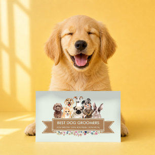 Green Dog Boutique Cute Watercolor Pet Brand Business Card