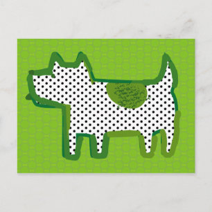 'green dog' digital painting Postcard