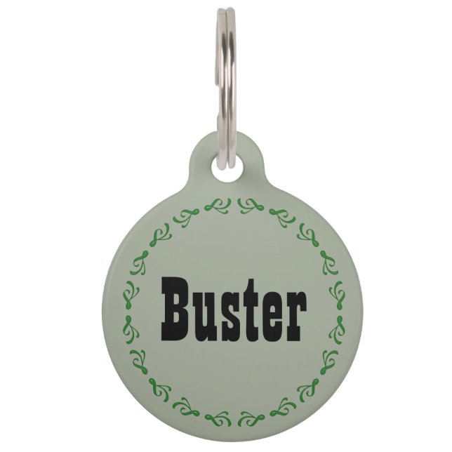 Green Dog Name Tag (Front)