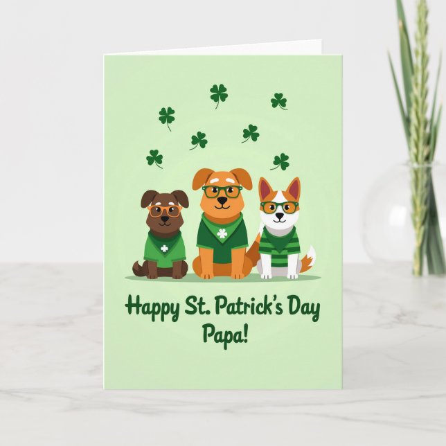 Green Dog Pattern St Patricks Card (Front)