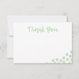 Green Dog Paw Prints Dog Birthday Thank You Pet Card