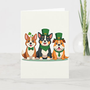 Green Dogs Pattern St Patricks Card
