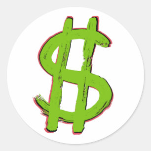 Green Dollar Sign Classic Round Sticker
