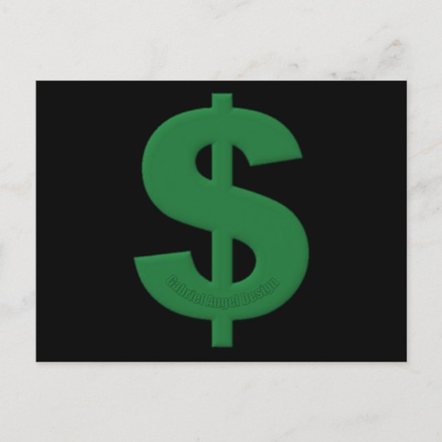 Green Dollar Sign Postcard (Front)
