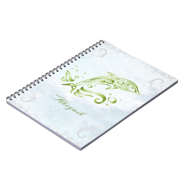 Green Dolphin Personalised Notebook (Left Side)