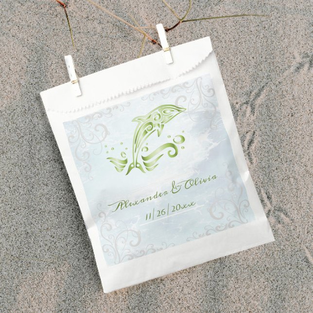 Green Dolphin Wedding Favour Bags (Green Dolphin Wedding Favor Bags)