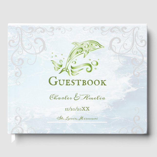 Green Dolphin Wedding Guestbook (Front)