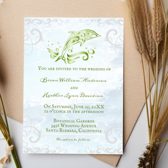 Green Dolphin Wedding Invitation (Green Dolphin Wedding Invitation)