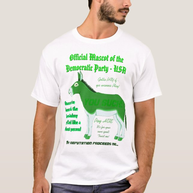 Green-Donkey:  Official Democratic Party Mascot T-Shirt (Front)
