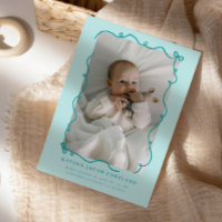 Green Doodle Bows Frame Birth Announcement Photo