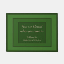 Green Door Mat, Customisable Bible verse Christian