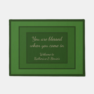 Green Door Mat, Customisable Bible verse Christian Doormat