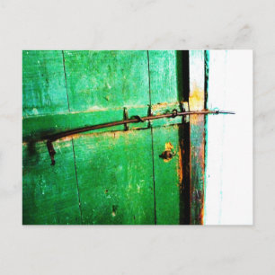 Green Door Old Lock Art Print Photo Postcard