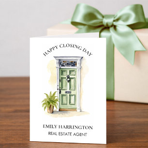 Green Door Watercolor Closing Real Estate Agent Card