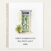 Green Door Watercolor Logo Real Estate Agent