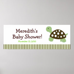 Green Dot Turtle Custom Baby Shower Banner Poster