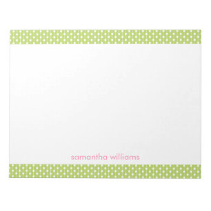 Green Dots and Stripes Pattern Personalised Notepad