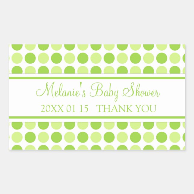 Green Dots Baby Shower Favour Stickers (Front)